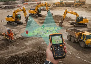 GPS asset tracking system monitoring construction equipment and valuable assets