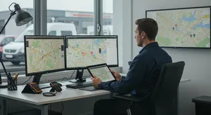 GPS fleet tracking system showing real-time vehicle locations