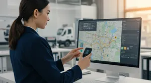 GPS fleet tracking system monitoring multiple vehicles with real-time alerts