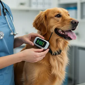 GPS pet tracker attached to dog collar