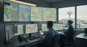 Fleet tracking system displaying real-time alerts and monitoring dashboard