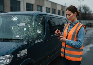 Fleet monitoring dashboard showing real-time vehicle locations and status alerts
