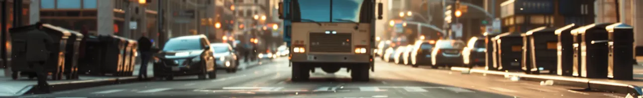 Garbage Truck picking up trash bins on city street monitored by a GPS Tracking Device